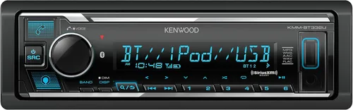 KENWOOD KMM-BT332U Radio de coche Bluetooth de un DIN con puerto USB, radio AM/FM, reproductor MP3, LCD multicolor, frente desmontable, Amazon Alexa