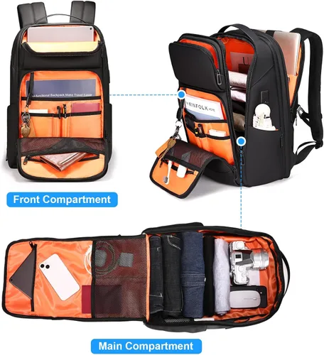 Miniatura 3 de Mochila para portátil de 17 pulgadas para hombre de FENRUIEN, Negro, 17 pulg.
