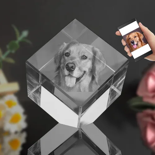 Miniatura 9 de Foto de cristal 3D, marco de fotos cuadrado personalizado de cristal, grabado personalizado con tu propia foto, regalo personalizado de aniversario