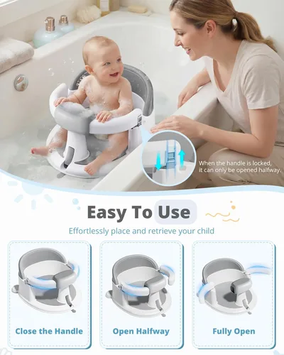 Miniatura 4 de Asiento de baño para bebés: silla de bañera antideslizante con ventosas, soporte de baño seguro y cómodo para bebés, ideal para sentarse, fácil