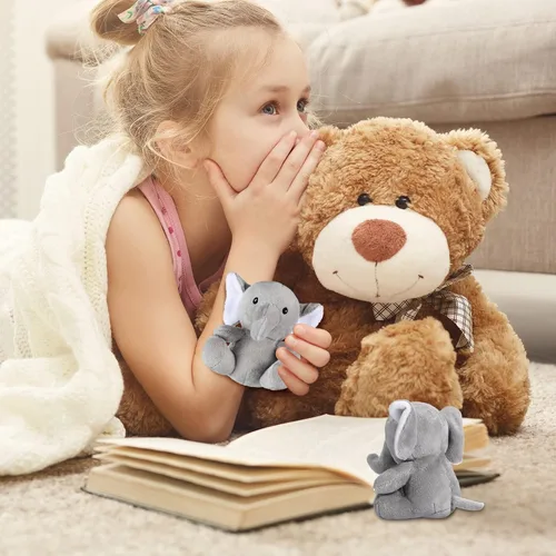 Miniatura 6 de Skylety 4 piezas de animales de peluche pequeños y lindos elefantes, animales del bosque suaves para baby shower, niños y niñas, revelación