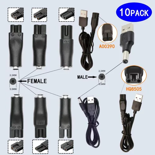 Miniatura 2 de Cable de alimentación 5V Cargador de repuesto El adaptador USB es adecuado para una variedad de peluqueros eléctricos, afeitadoras, purificadores