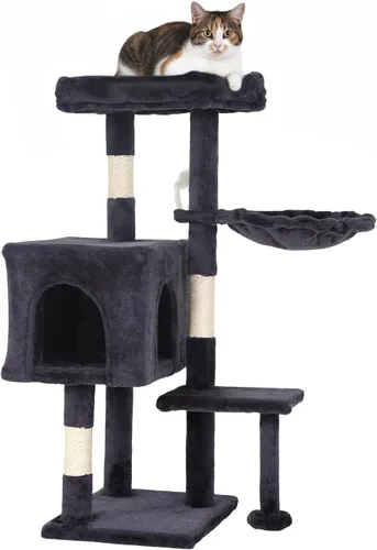 Miniatura 17 de PayLessHere Árbol para Gatos de 54 Pulgadas Torre para Gatos con Poste Rascador para Gatos, Soporte de Condominio para Gatos de Múltiples Niveles