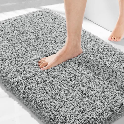 Miniatura 31 de Yimobra Alfombra de baño de felpa esponjosa, súper lanuda suave, cómoda, antideslizante, absorbente de agua, alfombra de baño de microfibra que se
