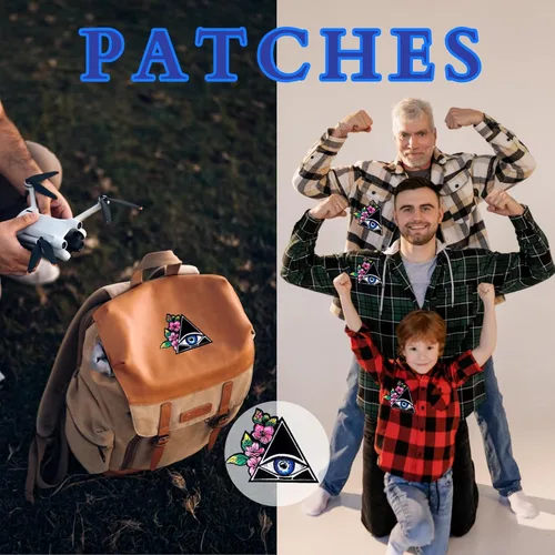 Miniatura 4 de Parches para planchar, ojo triangular y flor coser, parche bordado misterioso para chaquetas, ropa, sombreros, mochilas y jeans.