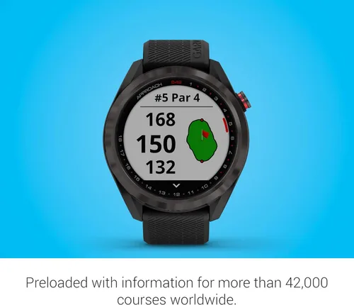 Miniatura 4 de Garmin Approach S42, reloj inteligente de golf con GPS, ligero con pantalla táctil de 1.2 pulgadas, 42 k+ campos precargados, bisel de cerámica