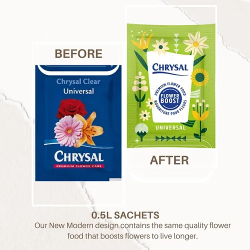 Miniatura 2 de Chrysal Flower Boost – Paquetes de alimento floral transparente para arreglos florales y ramos – Suministros florales para flores frescas