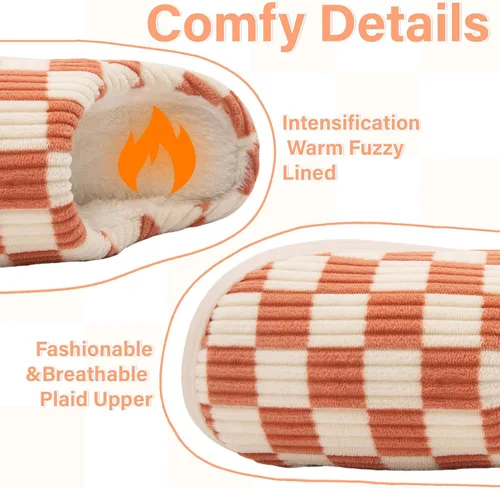 Miniatura 9 de Jaeynow Pantuflas mullidas para mujer en interiores, zapatos de casa unisex de espuma viscoelástica para hombre, zapatos de invierno cálidos