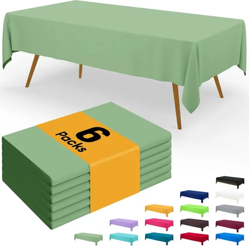 Miniatura 11 de Smiry - Juego de 6 manteles desechables, 54 x 78 pulgadas, manteles impermeables rectangulares para fiestas, cubierta de mesa de plástico