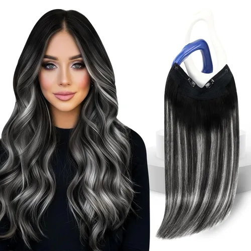 Miniatura 28 de Sunny Hair - Extensiones de cabello humano con banda invisible, color rubio platino (#60), 20 pulgadas