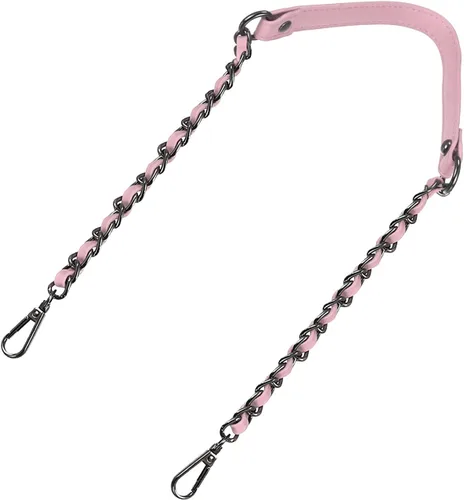 Miniatura 13 de Uxcell Correa de cadena plana de hierro de cuero de 39 pulgadas para bolso de mano, mango de reemplazo de hombro, negro con cadena dorada