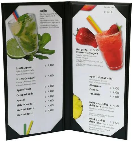 5 pcs de menú abarca 4.75" x 11" pulgadas, doble vista, se vende por Caso, con hojas transparente de PVC para la protección de papel