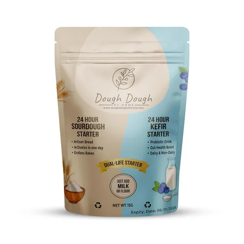 Cultivo básico de masa madre y kéfir: todo en uno - Fermentación rápida de 24 horas de vida dual - Hace pan y leche probiótica - Cultivos vivos