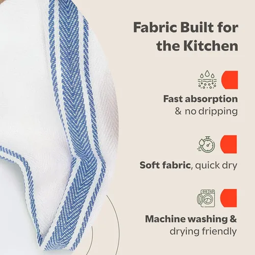 Miniatura 4 de Zeppoli - Trapos clásicos de cocina, de 100% algodón, para cocina o limpieza, reusables, súper absorbentes, lavables a máquina, paquete a granel