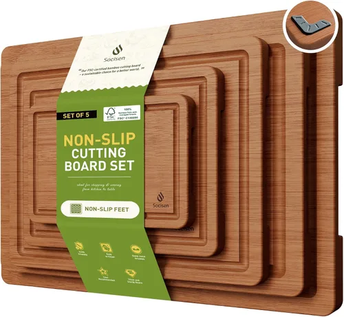 Miniatura 21 de Set de Tablas de Cortar de Bambú con Pies Antideslizantes para Sobre el Fregadero Regalos Mejor Mamá Mejor para Mamá Adicional Mamá Ocupada de Marrón