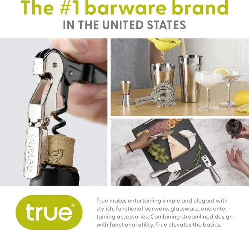 Miniatura 2 de True Recoil Waiters - Sacacorchos para vino, acero inoxidable duradero con abridor de botellas integrado y cortador de papel de aluminio de 4 ruedas
