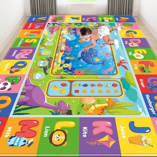 Miniatura 10 de Tapete de juego para el suelo, tapete de juego para niños, tapete educativo para el tiempo boca abajo, tapete de juego ABC suave para niños