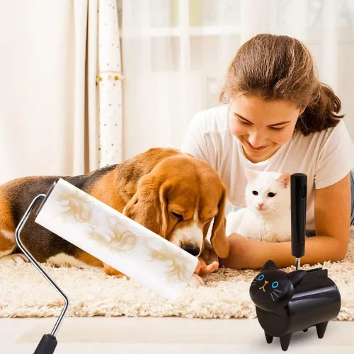 Miniatura 3 de 60 hojas de rodillo adhesivo para pelusas para el cabello, rodillo de eliminación de pelos de mascotas, muebles de gato, perro, sofá, alfombra