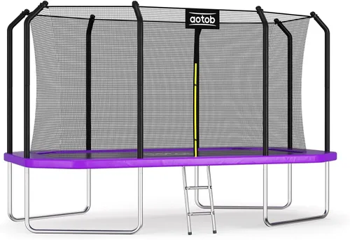 Miniatura 10 de AOTOB Trampolín rectangular de 12 pies/14 pies – Trampolines perfectos para exteriores para niños – Tranpoline estilo gimnasia con recinto