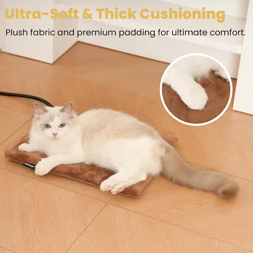 Miniatura 7 de Almohadilla térmica para mascotas para gatos y perros, interior y exterior, impermeable, con calefacción, cama para perros, cable resistente a