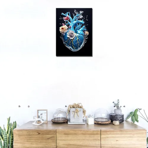 Miniatura 4 de Corazón con flores Pintura de diamante DIY 5D, kit de numeración, órganos humanos cristal diamantes de imitación pintura de diamantes de imitación