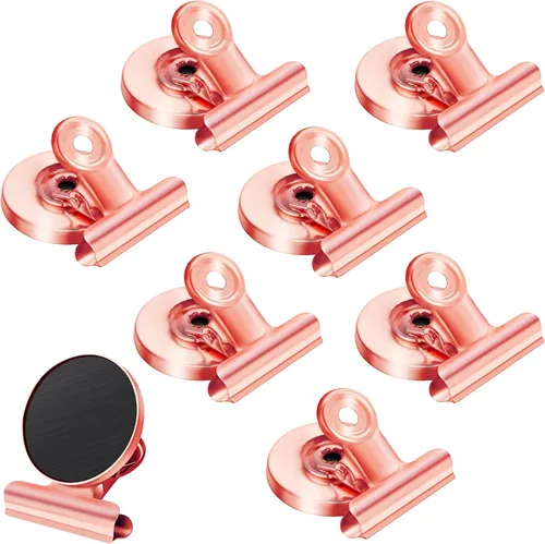 Miniatura 15 de Paquete de 8 imanes para refrigerador, clips magnéticos para refrigerador, clips magnéticos resistentes, perfectos para refrigerador, pizarra, Dorado