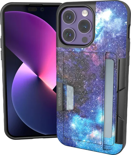 Miniatura 100 de Smartish Funda tipo cartera para iPhone 13 Pro – Wallet Slayer Vol. 2 [delgada + protectora] tarjetero con función atril - Black Tie Affair
