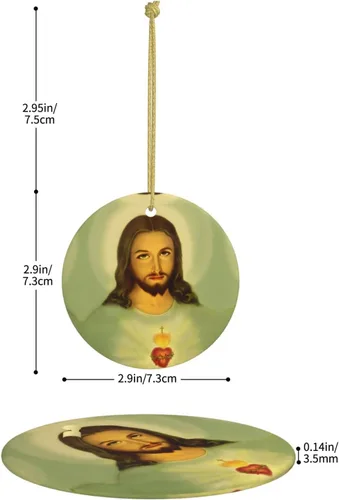 Miniatura 6 de Sagrado Corazón de Jesús (1) Adornos de cerámica para colgar en la familia, adornos colgantes de cerámica