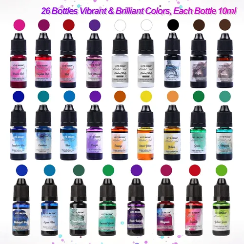 Miniatura 2 de Tinta de alcohol para resina epoxi LET'S RESIN - Juego de tinta de alcohol concentrada, 26 colores vibrantes a base de alcohol, tinta de resina