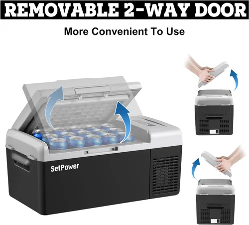 Miniatura 5 de Setpower FC15 Refrigerador Portátil Enfriador Eléctrico Con Adaptador AC, 15L/15.8QT Refrigerador de Carro de 12 Voltios, -4℉-68℉ Refrigerador