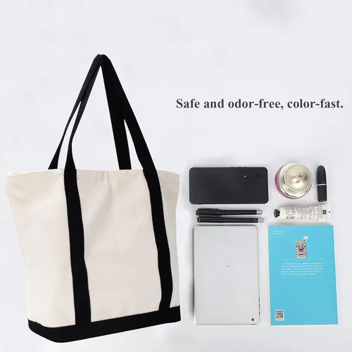 Miniatura 3 de kaxilu Bolsa de lona verde con cremallera de 16.5 x 14 x 5 pulgadas, 4 bolsas de lona reutilizables, bolsas de tela a granel para comestibles