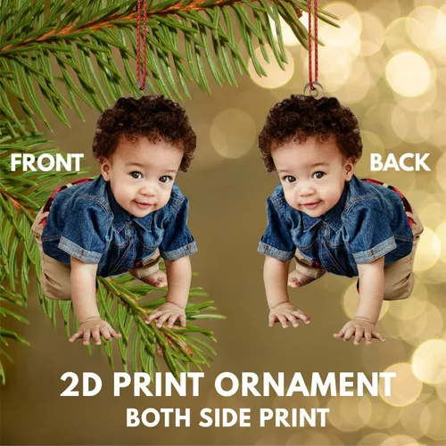Miniatura 4 de Adorno fotográfico personalizado, adornos de Navidad personalizados, impresión de doble cara, acrílico 2D, 3.5 pulgadas, 4.25 pulgadas o 5.25