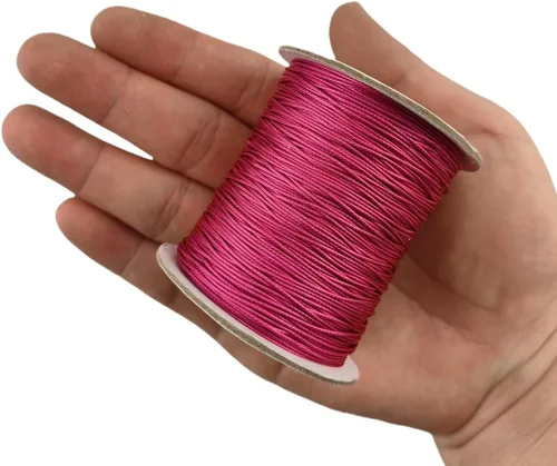 Miniatura 3 de Cordón de poliéster encerado para hacer joyas, cuerda encerada con carrete para hilo de manualidades (fucsia, 0.020 in (150 yardas))