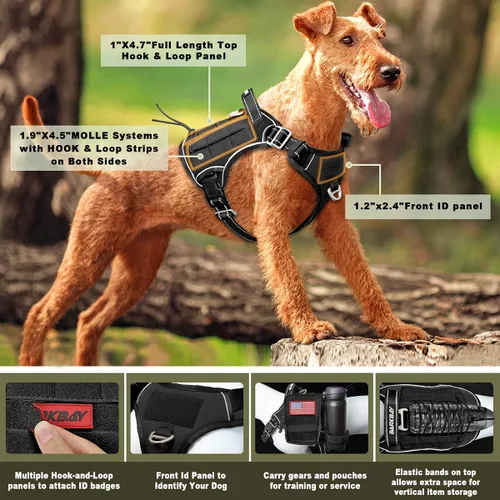 Miniatura 3 de Arnés BARKBAY táctico para perro grande, arnés tipo chaleco para perro pesado, para servicio militar, chaleco MOLLE para perro de trabajo