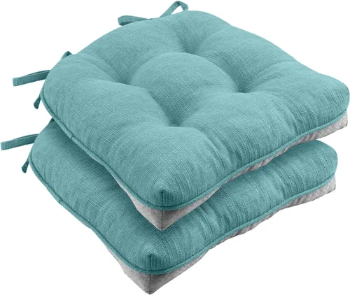Wellsin Cojines para sillas de comedor, almohadillas antideslizantes para sillas de cocina con lazos, cojines copetudos de espuma triturada para