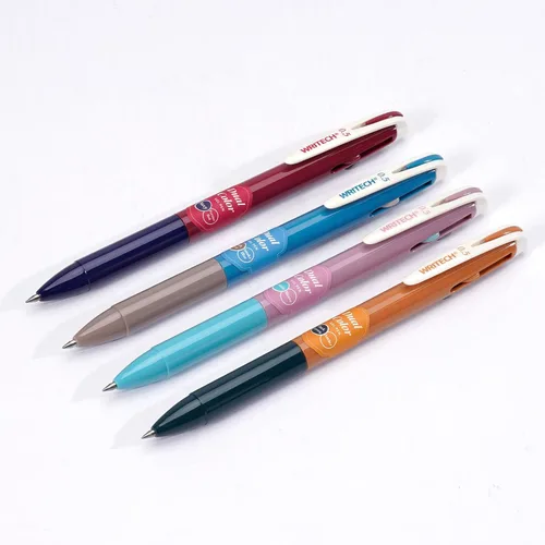 Miniatura 7 de WRITECH Bolígrafos de gel retráctiles: Multicolor de 0.5mm de punta fina 2 en 1 bolígrafo de clic colorido surtido de 4 unidades sin manchas y sin