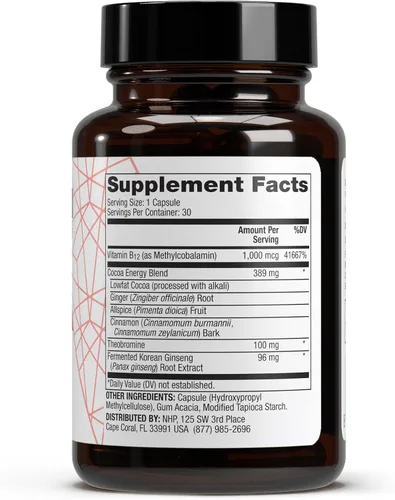 Miniatura 2 de Dr. Mercola Pure Power Energy Boost con ginseng + B12 - Apoyo energético limpio a base de plantas - Extracto de ginseng coreano y cacao - Suplemento
