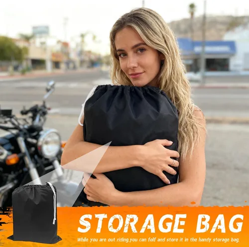 Miniatura 6 de Funda impermeable para motocicleta, bolsa de almacenamiento para exteriores, hecha de material resistente con agujeros de bloqueo y tira
