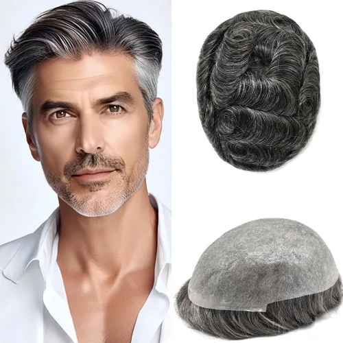 Miniatura 27 de Hombres Toupee Hair Thin Skin Men Human Hair Piece Men Toupee Cabello humano V-loop de aspecto natural Toupee Hombres Hairpiece Men Hair System