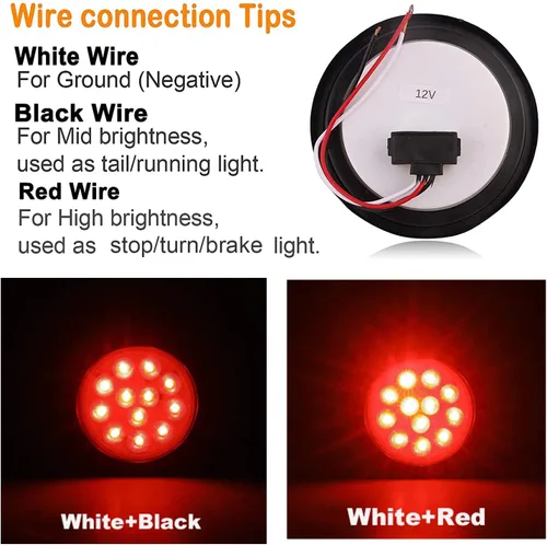 Miniatura 6 de 4 piezas de luces traseras LED redondas de 4 pulgadas - Luces de freno, giro, parada, respaldo, reversa y antiniebla de 4 pulgadas para remolques