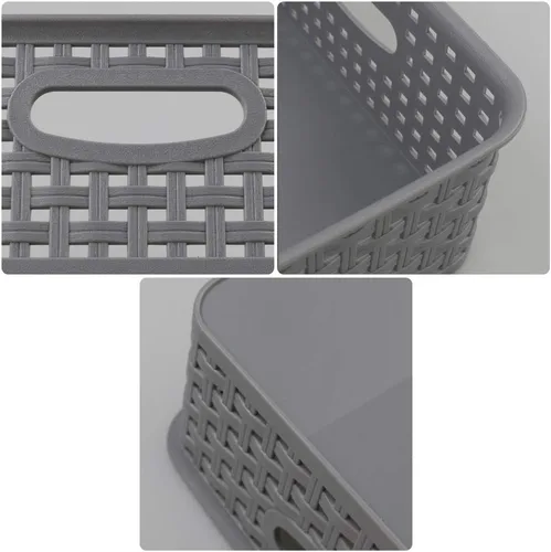 Miniatura 3 de Paquete de 4 bandejas de almacenamiento de plástico, bandeja de almacenamiento de papel, color gris