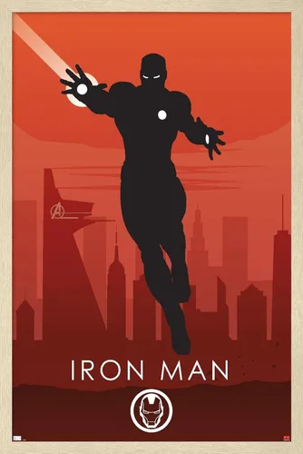 Miniatura 7 de Trends International Marvel Heroic Silhouette - Póster de pared de Iron Man, 14.725 x 22.375 pulgadas, versión enmarcada de madera de granero