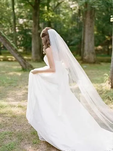 Miniatura 3 de Pefantal Elegante velo de novia largo suave de 118 pulgadas con peine velo de alta calidad para vestidos de novia de una sola capa