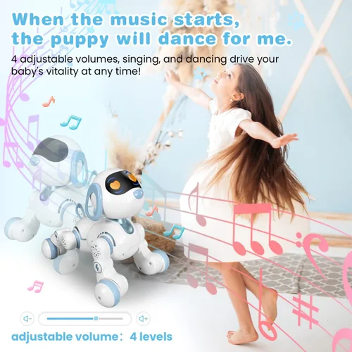 Miniatura 6 de Perro robot, perro a control remoto para niños con detección táctil de cabeza y función de música, robot interactivo programable, divertido juguete
