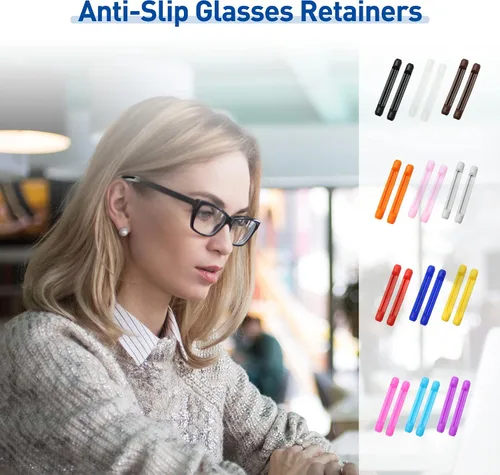 Miniatura 7 de lvvfit Retenedor de silicona suave para lentes de patillas para niños y adultos, retenedores elásticos antideslizantes, Negro