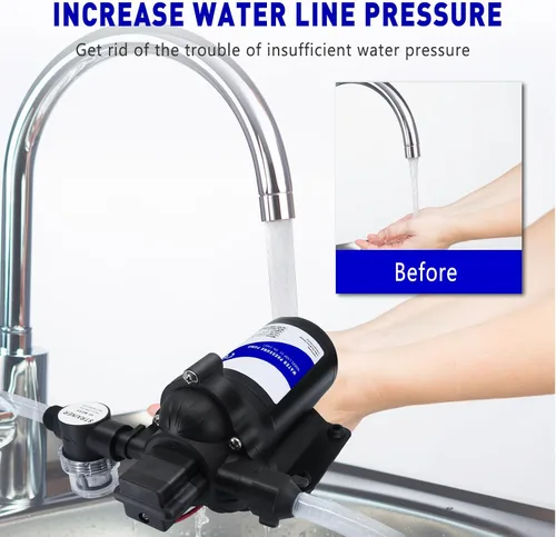 Miniatura 4 de Bomba de presión de agua de 110 V 50 PSI, bomba de agua de diafragma autocebante con interruptor de presión para RV, sistema doméstico y riego