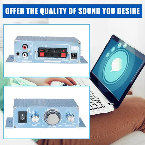 Miniatura 4 de Mini Amplificador de Audio para Coche Amplificador de Audio de 2 Canales Hi-Fi Mini Receptor Estéreo Amplificador con DC 12V-15V 40W para Coches