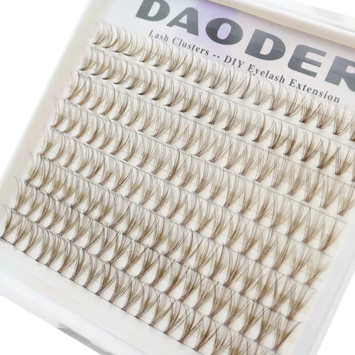 Miniatura 8 de DAODER Extensiones de pestañas en racimo de color marrón natural 20D, de 0.394-0.472 in, pestañas individuales cortas, rizo C, extensiones