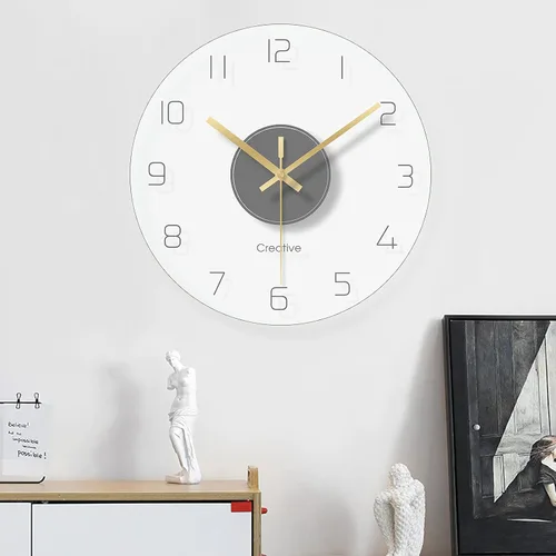 Miniatura 2 de AngelcityCC Reloj de pared de cristal transparente de 12 pulgadas, sin tictac, funciona con pilas, movimiento ultra silencioso, de cuarzo