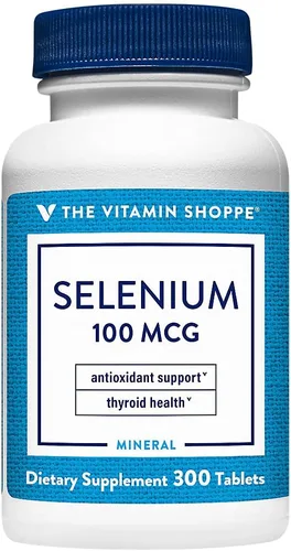 The Vitamin Shoppe Selenio 100MCG - Protección antioxidante, salud tiroidea y apoyo inmunológico, mineral esencial (300 tabletas)